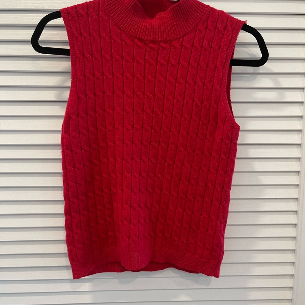 Sincerely Jules Sweater Vest Medium Red Argyle Cable Ribbed Academia Soft Preppy